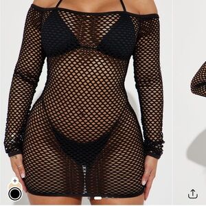 Black Fishnet Swim Cover-Up